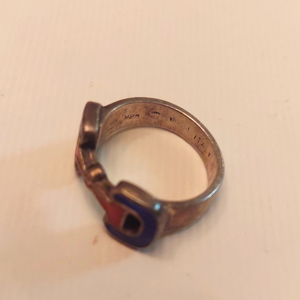 Amazing vintage Gucci horsebit ring, 925 unisex, enamel, rare  70's GVC! - Picture 9 of 10